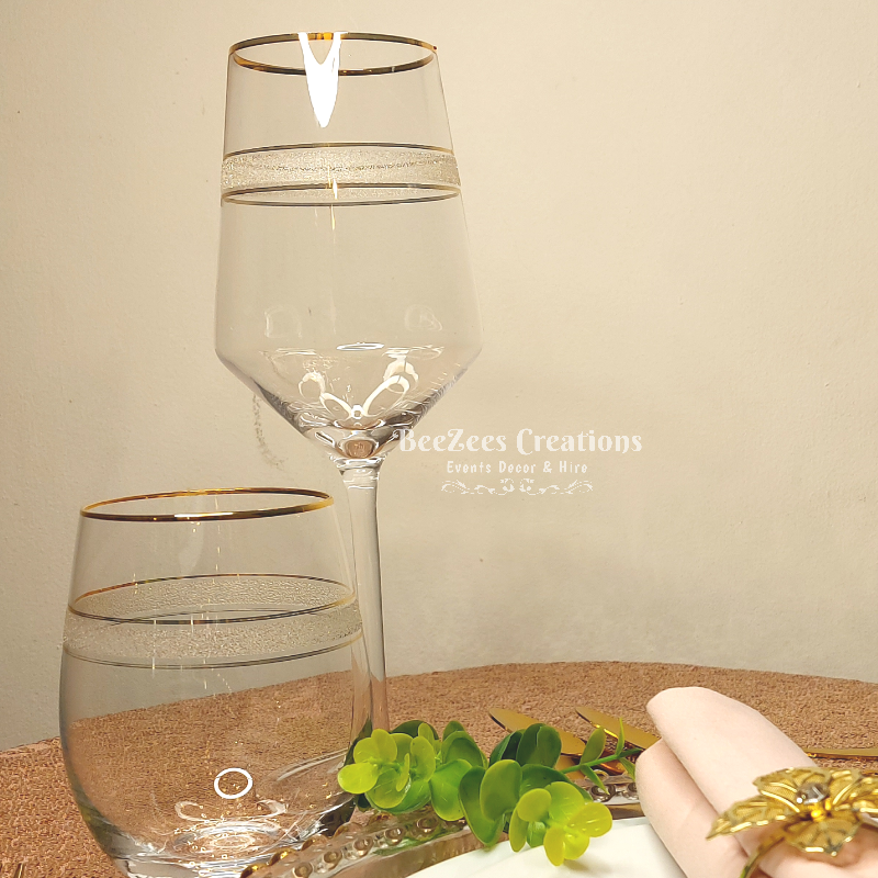 Thumbnail: Gold- Crystal Rimmed Glassware