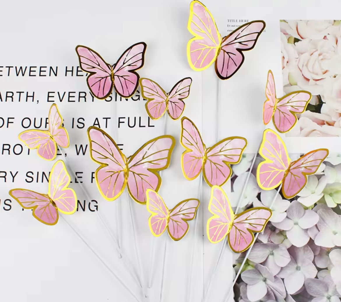 Pink butterfly cake topper for decorating