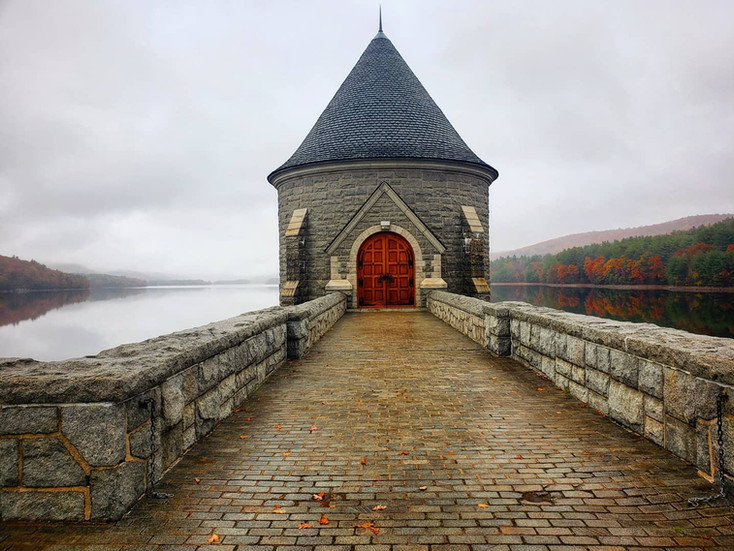 Saville Dam in Barkhamsted, Connecticut on a moody day