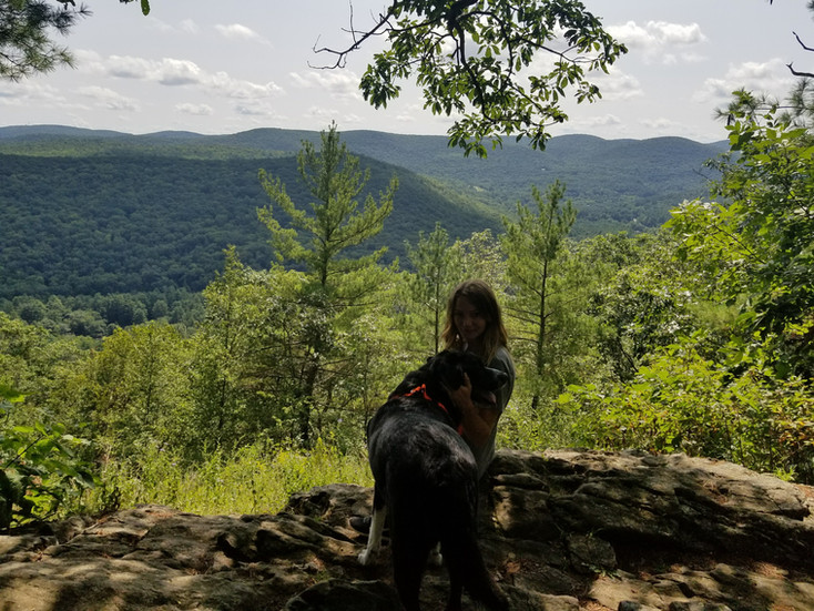 me and my dog on pine knob loop hike in cornwall, connecticut