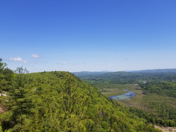 view from the top of the monument mountain hike in great barrington, massachusetts. located in new england.