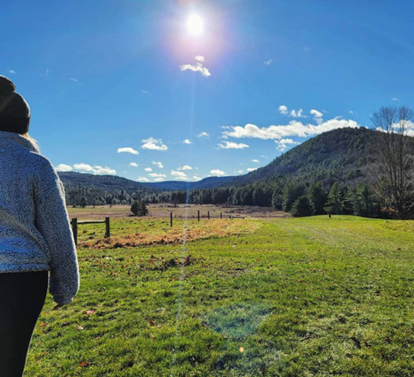 me in front of a mountain and farm in cornwall, connecticut