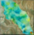 Abstrakte Malerei, grün-blau, Einblick in die Strömung, 50 x 50cm, jenartis