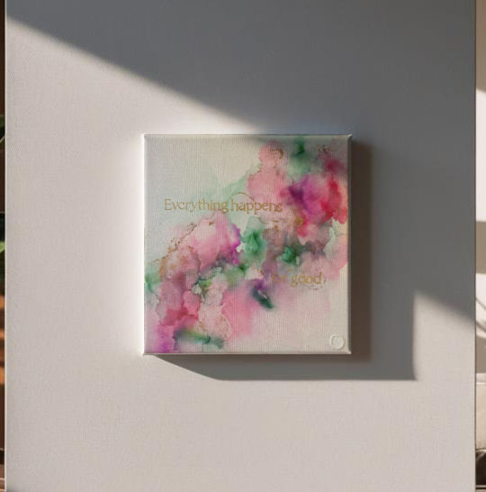 Abstrakte Blumenmalerei, zarte Pastelltöne, 50x50cm, jenartis