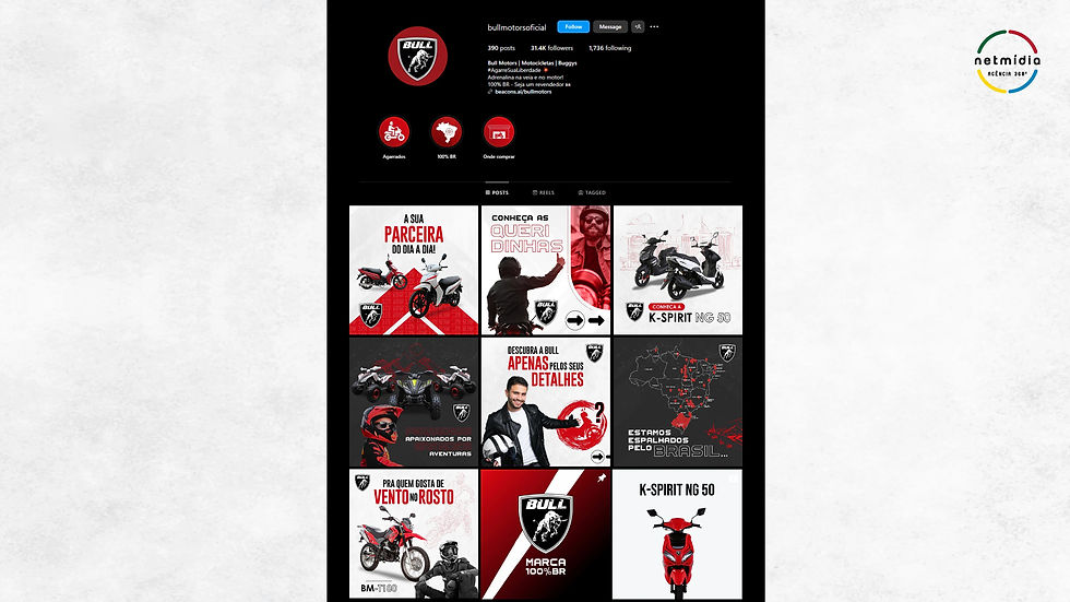 feed redes sociais bull motors design gráfico
