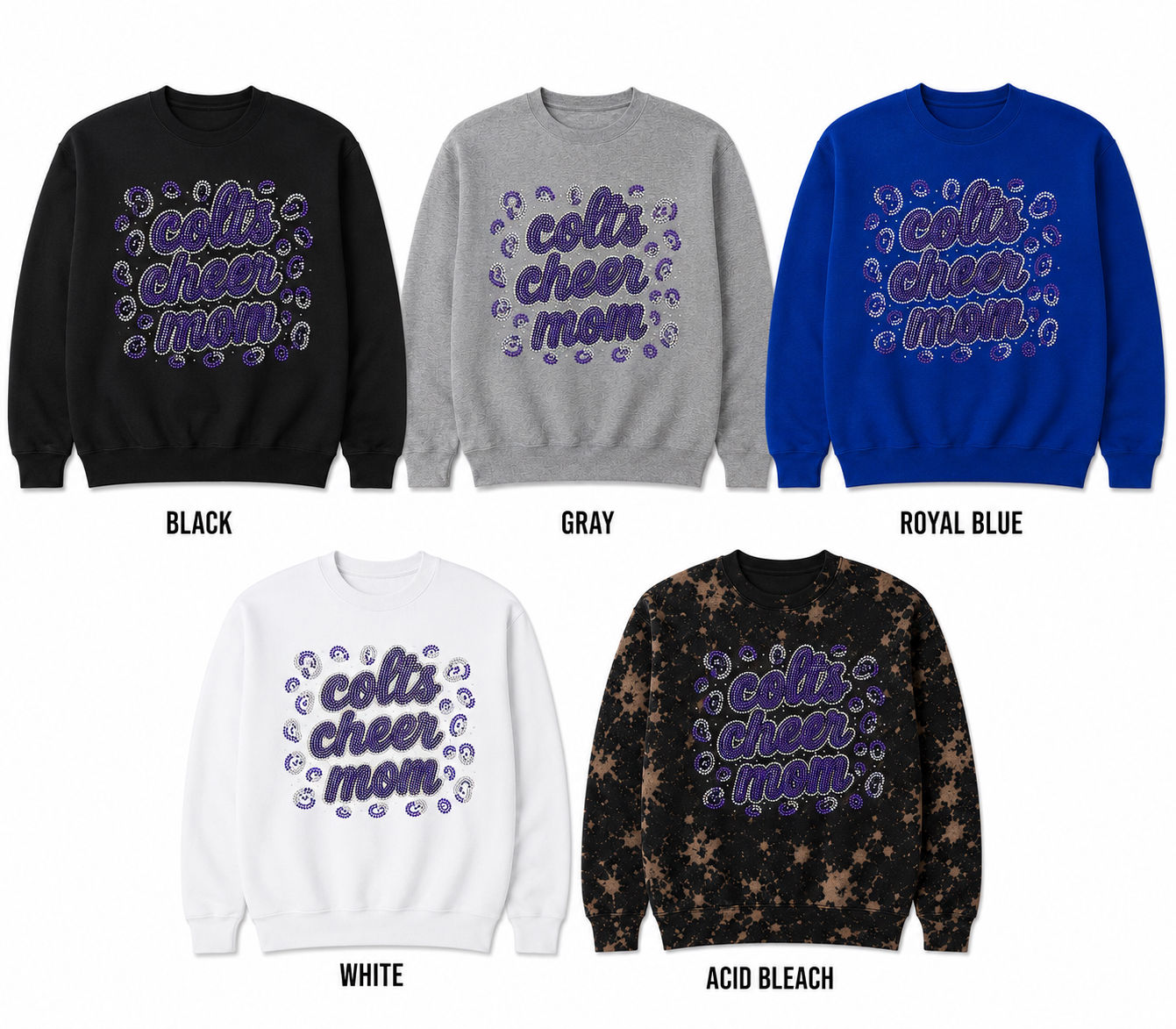 Colts Cheer Mom Rhinestone Crew/Hoodie