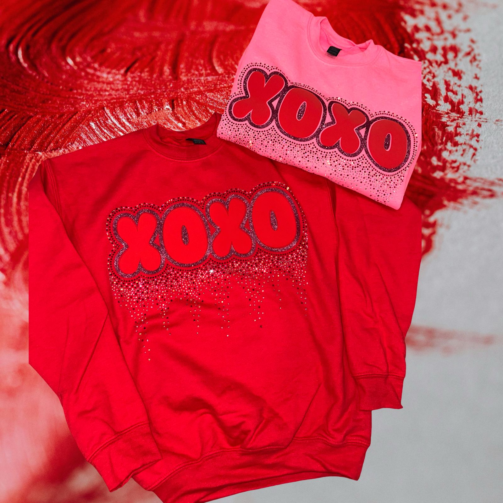 XOXO Puff/Glitter/Rhinestone Sweatshirt