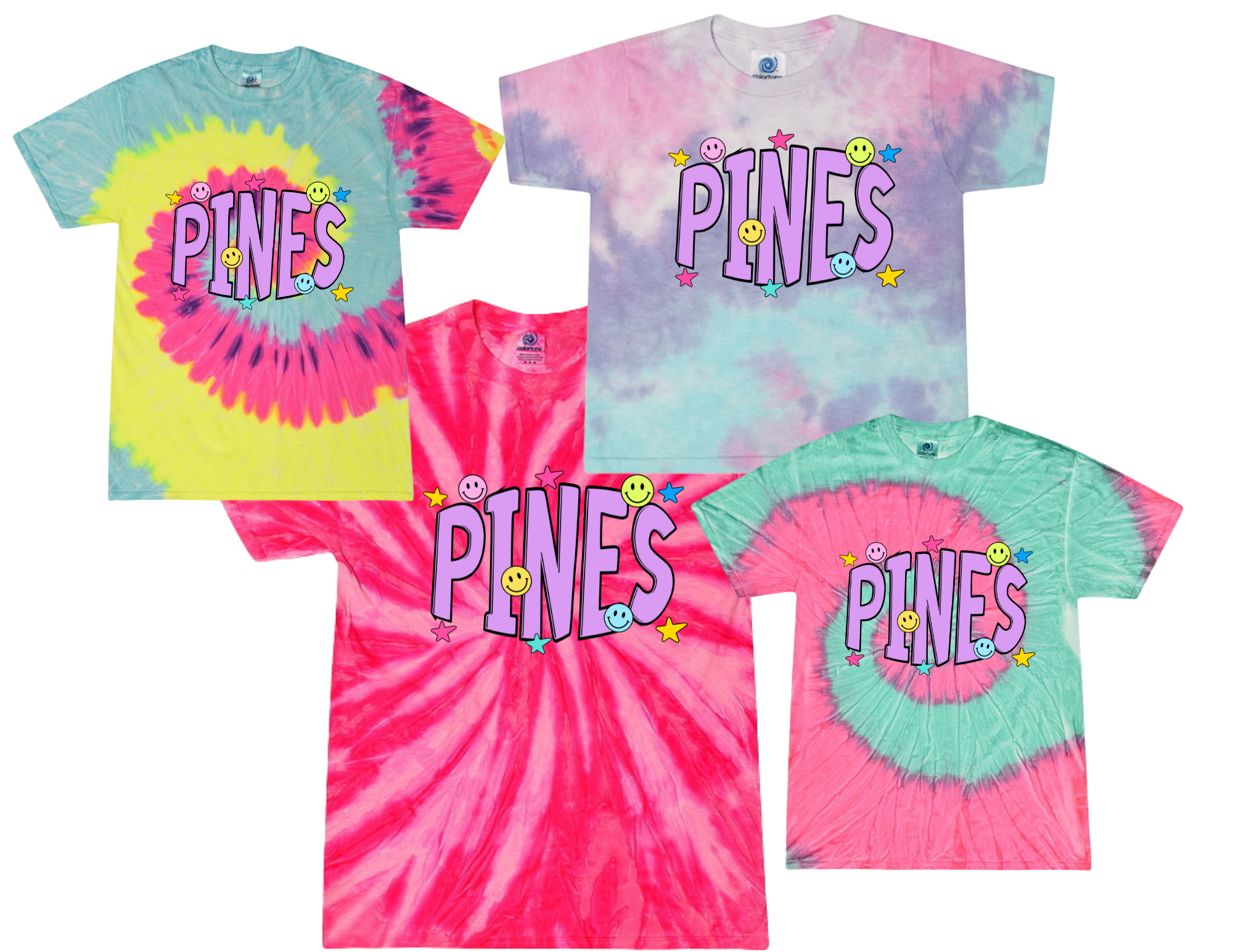 Pines Smiley Tie Dye Tees