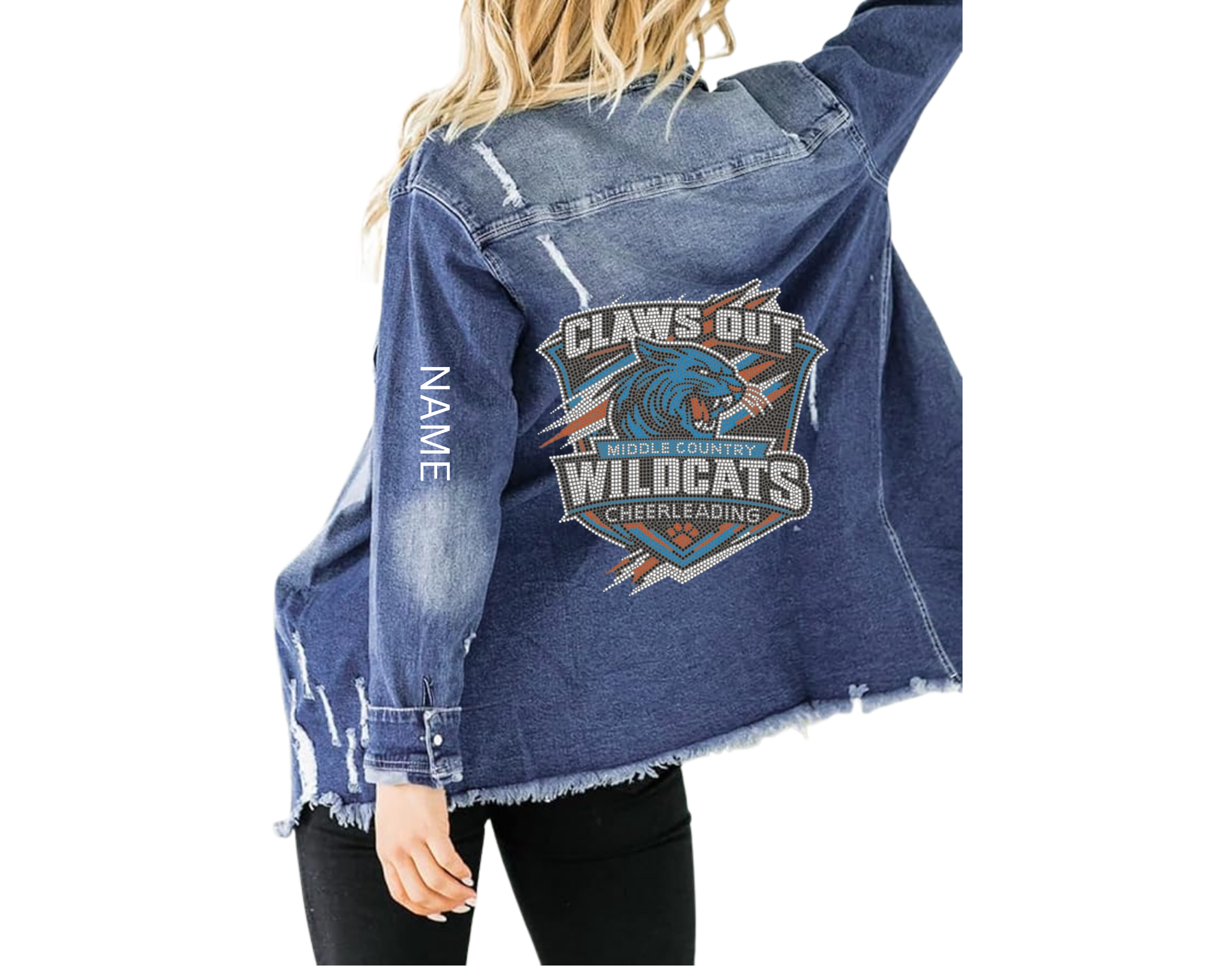 MC Wildcats Rhinestone oversized fit Denim Jacket