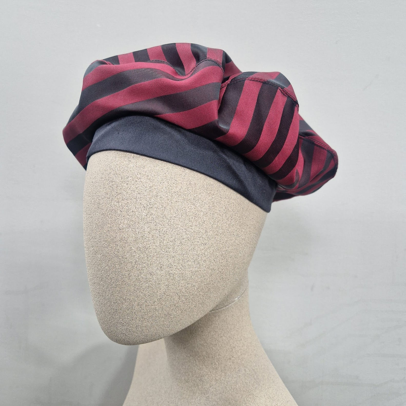 Striped Women's Linen Sailor Beret in Red & Black