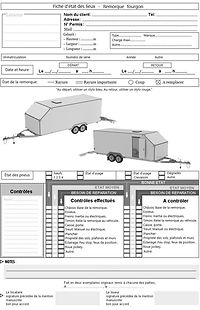 Un état des lieux rigoureux est indispensable pour toute location de remorque fourgon. Il permet de déterminer l'état initial du véhicule, de prévenir les litiges et d'assurer une restitution dans les mêmes conditions.Plancher: Fissures, trous, traces d'humidité. Parois: État des parois intérieures, isolation. Éclairage intérieur: Fonctionnement de l'éclairage. Anneaux d'arrimage: Présence et état des anneaux d'arrimage. Partie Mécanique Essieux: Jeu, usure des roulements, état des suspensions. Freins: Fonctionnement, usure des plaquettes, des disques. Système de freinage: Compresseur, flexibles. Système électrique: Batterie, alternateur, câblage, feux.