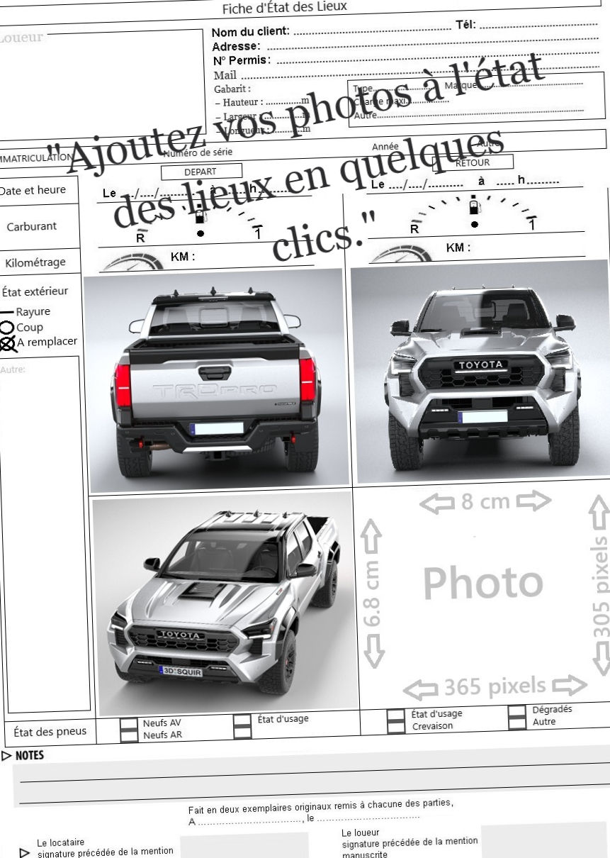 Miniature : Fiches d'état des lieux avec photos VL SUV..