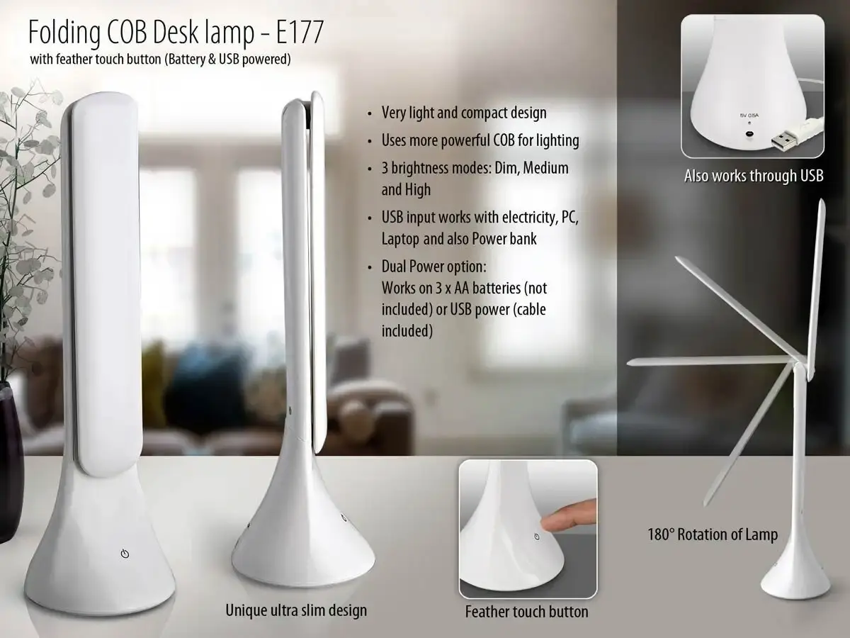PP-E177 | Folding COB Desk lamp with feather touch button