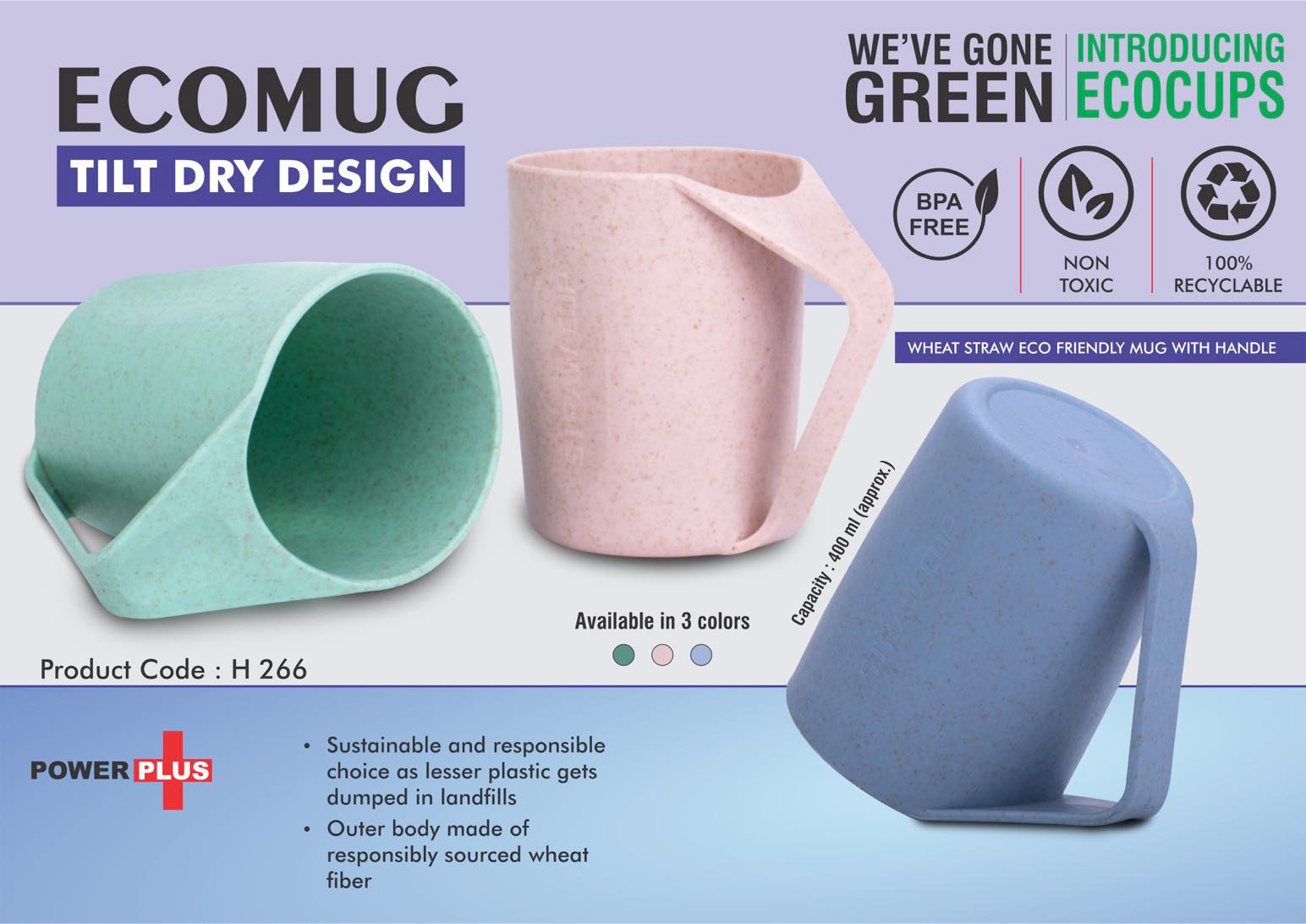 PP-H266(  Wheat Straw Eco Friendly Mug with Handle)