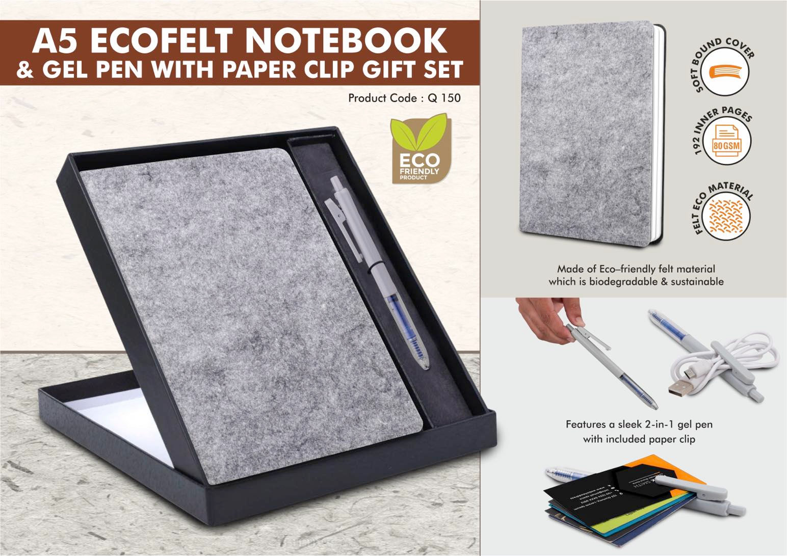 PP-Q150- EcoFelt Notebook Gift set