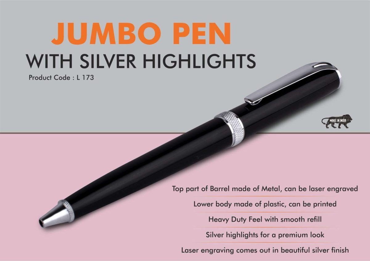 PP-L173 | Jumbo pen with Silver highlights | Metal and plastic barrel