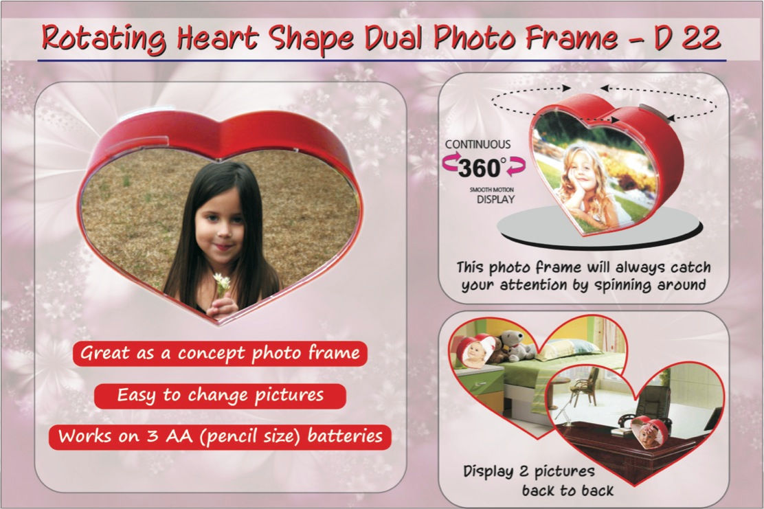 PP-D22 / Rotating heart shape dual photo frame