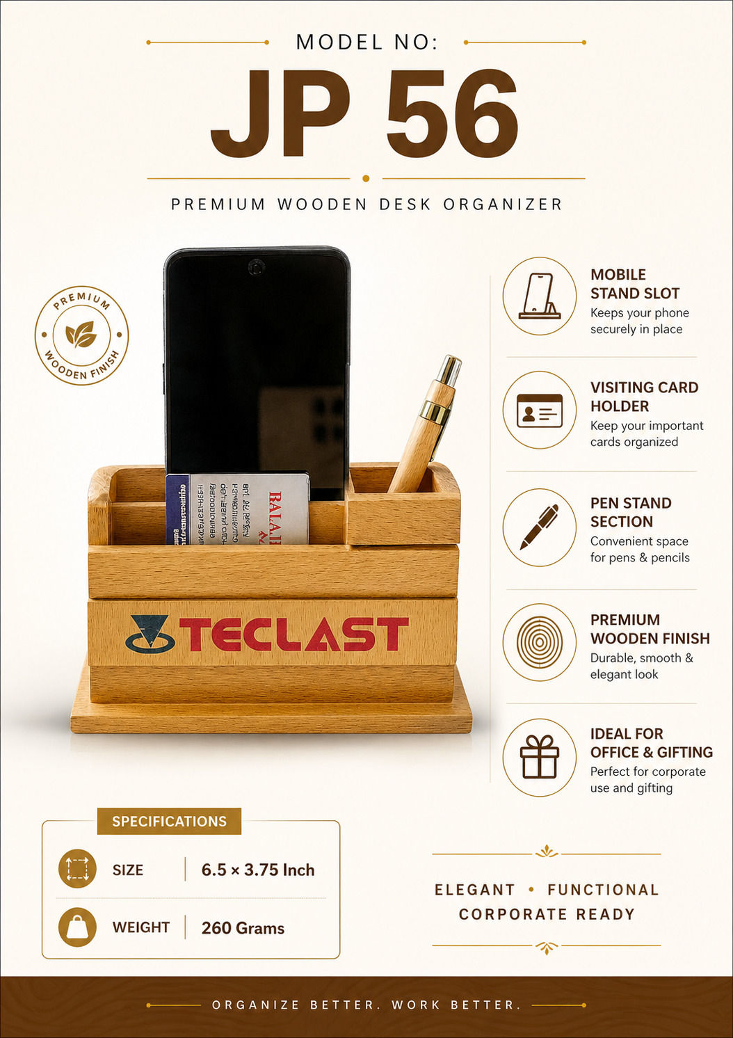 Premium Wooden Desk Organizer (JK700826-JP56)