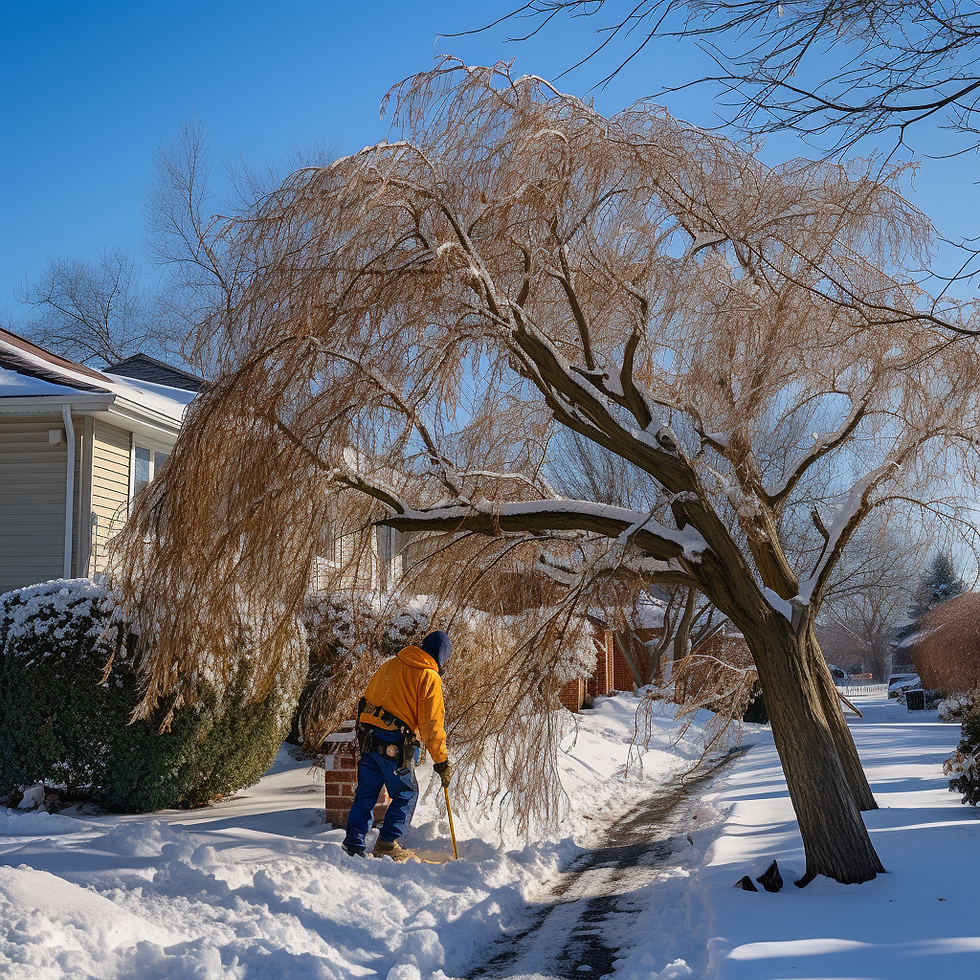 A man pruning a tree