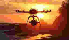 octocopter drone beach sunset