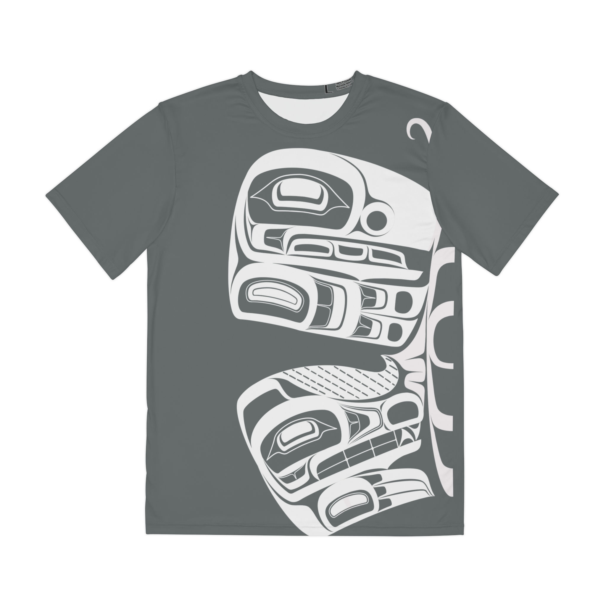 Northwest Coast Indigenous Art Tee — White 5 Clam Design on Slate