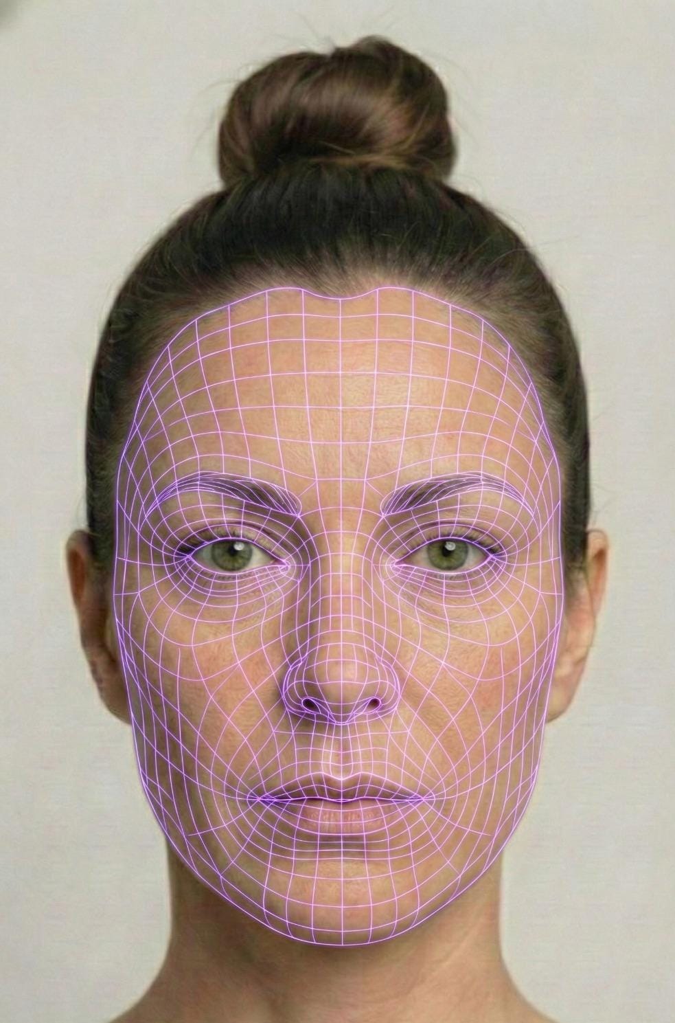 Woman with mesh on face