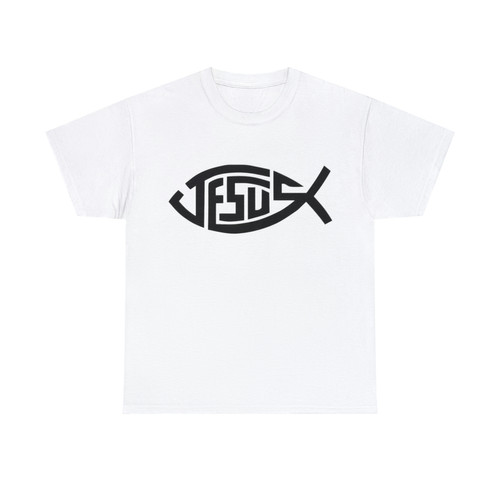Clique Baits - Jesus - Fish T-Shirt (Black Lettering) - Image 2