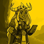 black female viking on a cellphone.jpg