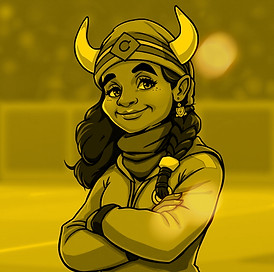 dark-skinned older female viking soccer 