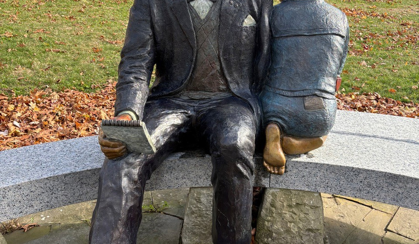 Original large statue of John Peters Humphrey as man and boy