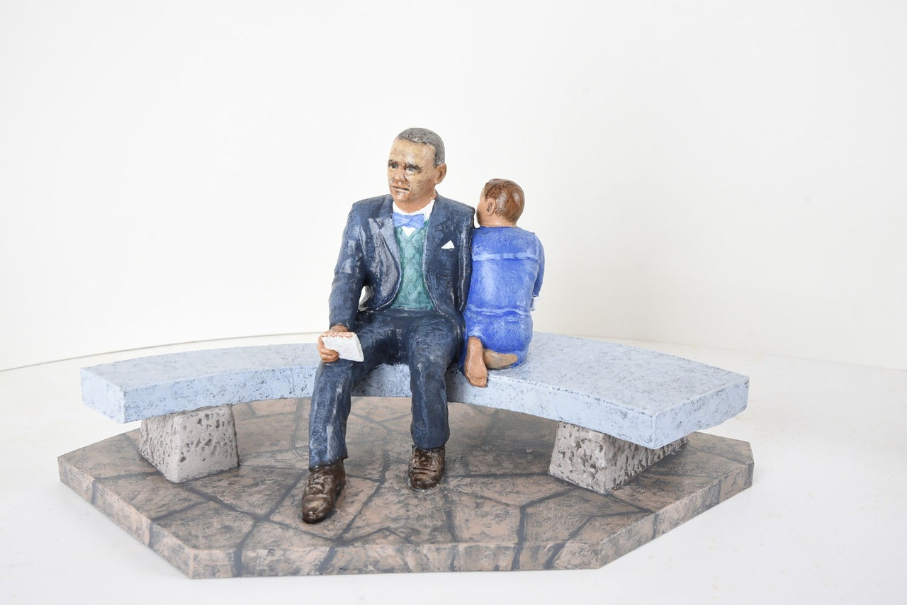 Front of 3D printed model of statue 
