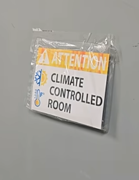 old signage in plastic wrap
