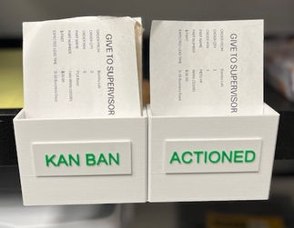 3D printed custom 'kanban' card holders