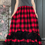 Thumbnail: Red Plaid Flannel Ruffly Rose Flower Maxi Skirt!! O/S