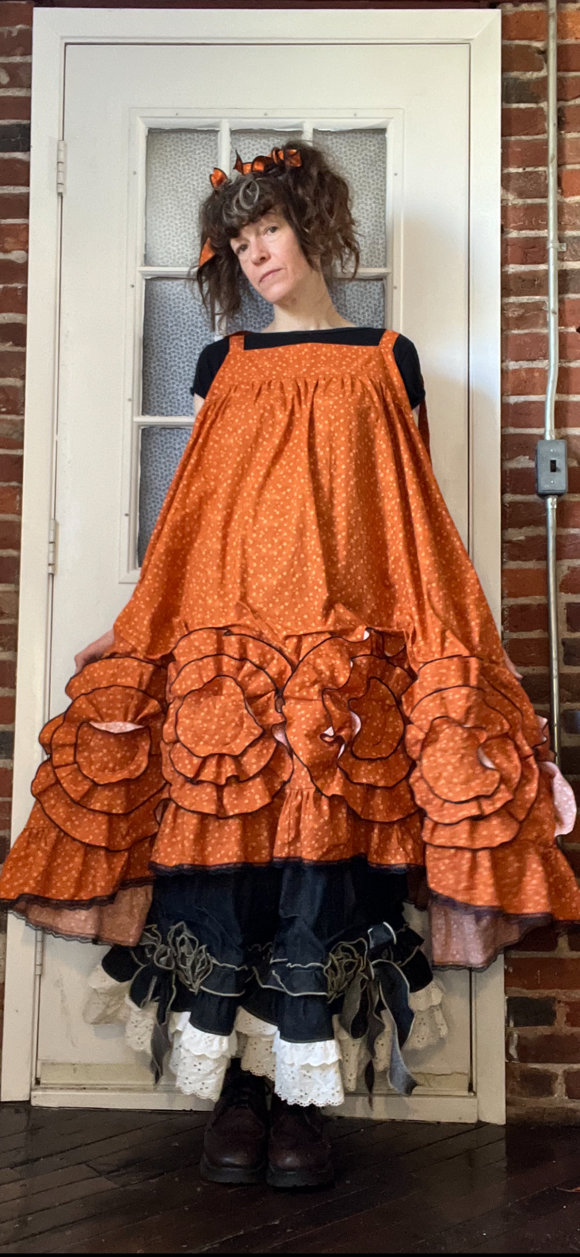 Orange Starry Big Fluffy Flower Babydoll Dress!! O/S