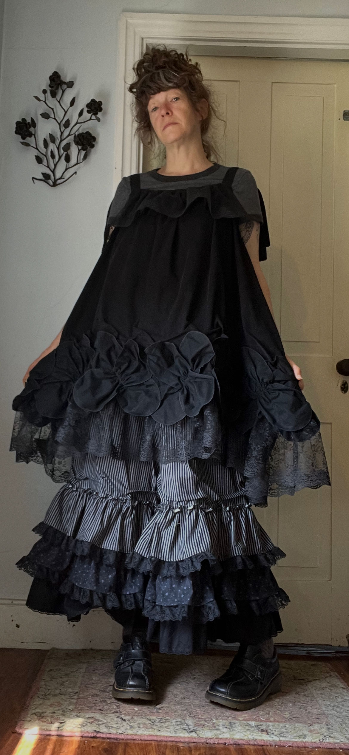 Black Velvety Corduroy Fluffy Lacy Petal Cami!! O/S