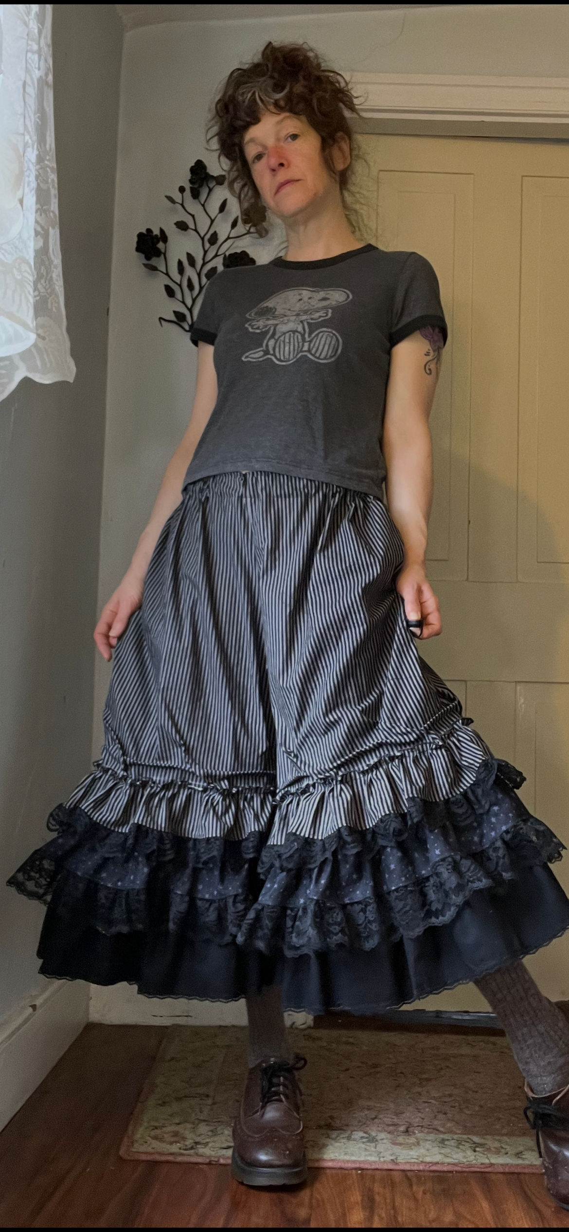 Black Pinstripe/Stars Ruffly Lacy Bloomers!! 1/2X