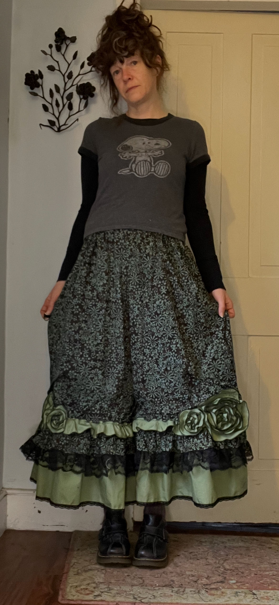 Green Floral Ruffly Rose Flower Bloomers!! L/XL