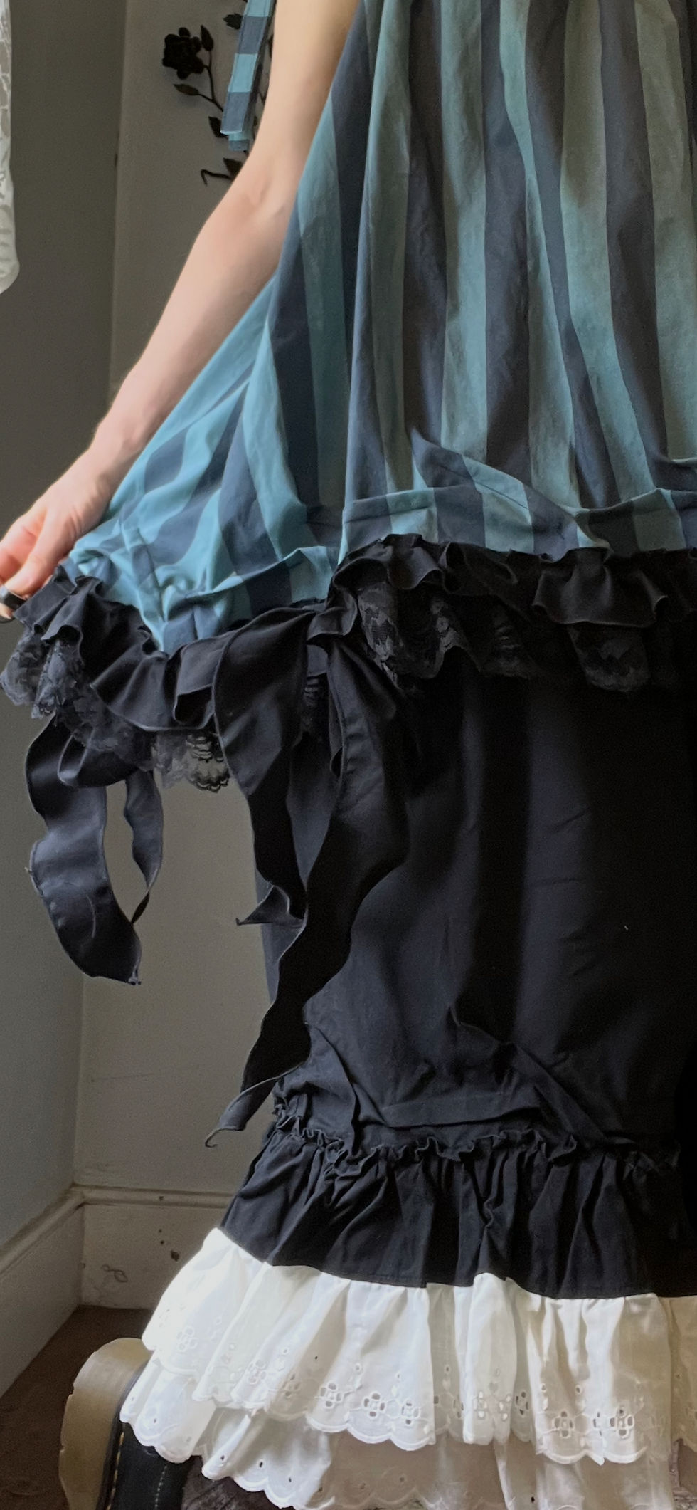 Thumbnail: Blue Wide Stripe/Black Frilly Bowtie Cami!! O/S