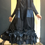 Thumbnail: Black Velvety Corduroy/Midnight Bows and Roses Babydoll Overalls!! O/S