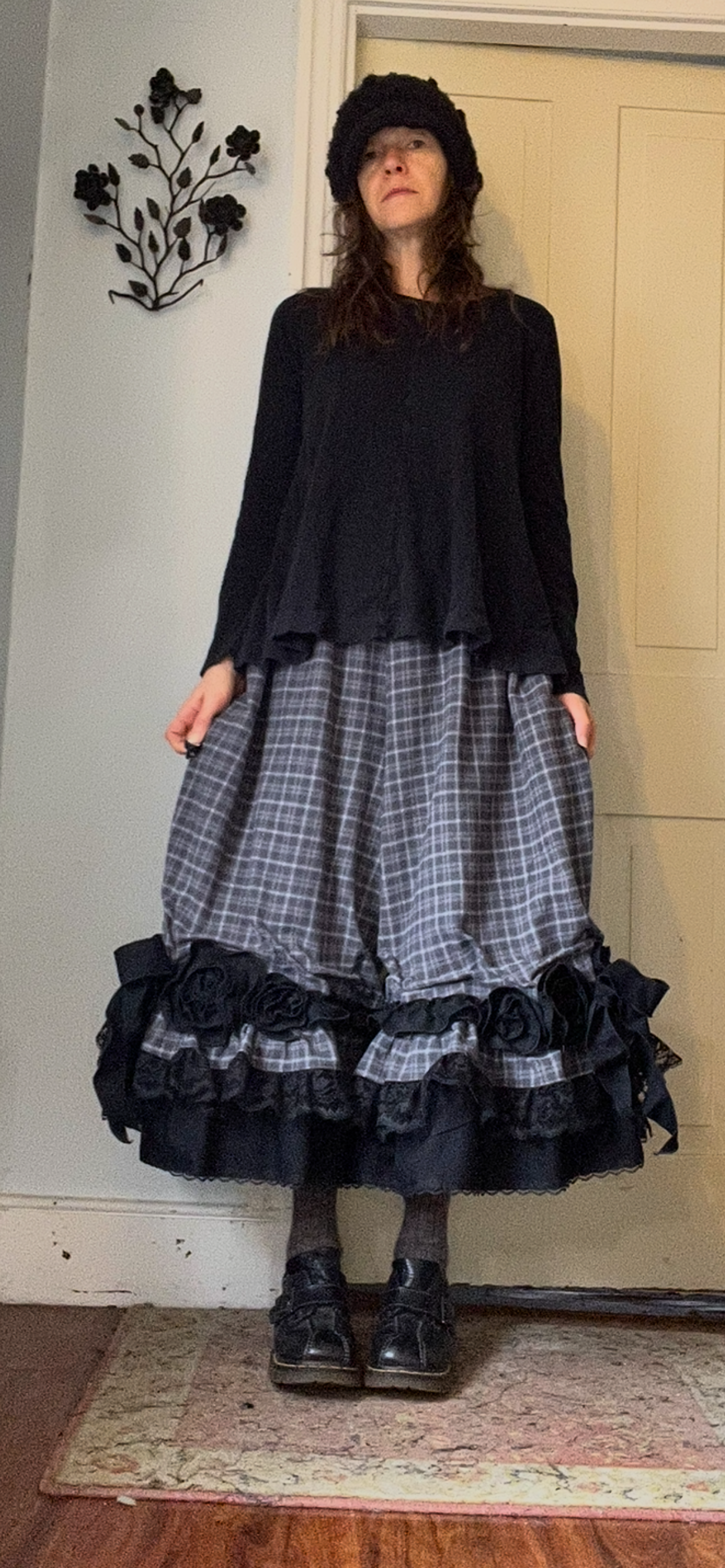 Gray Plaid Flannel Bows and Roses Bloomers!! L/XL