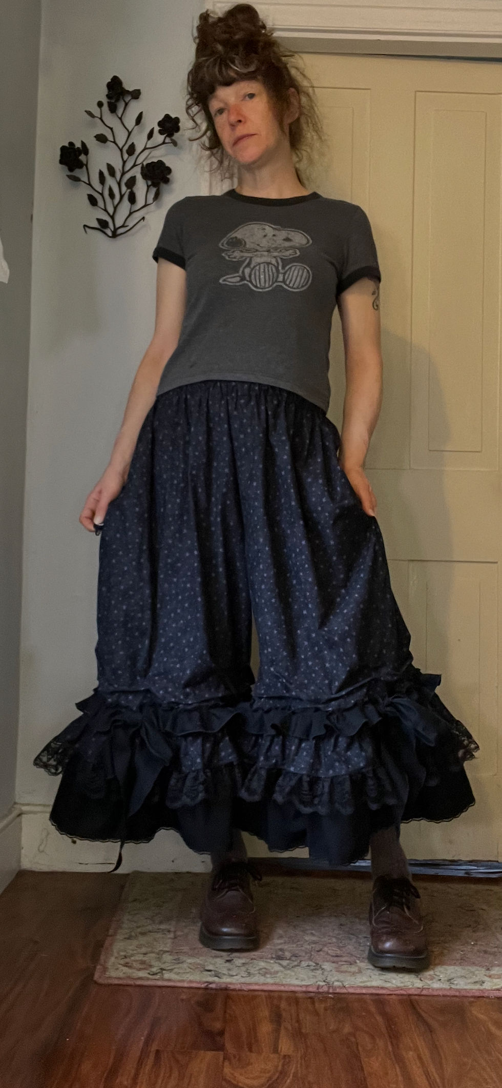 Thumbnail: Black Mini Stars Ruffly Bowtie Bloomers!! L/XL