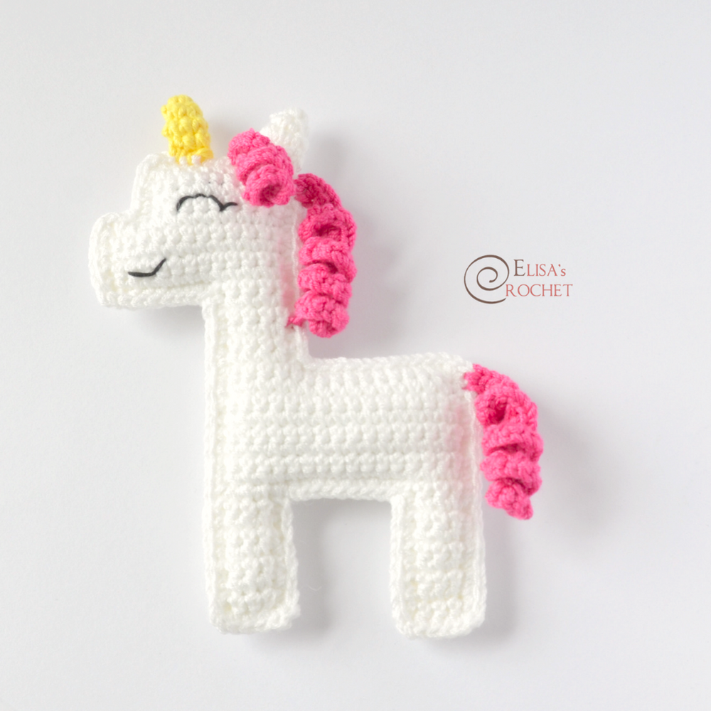 Flat Unicorn Amigurumi Free Crochet Pattern By Elisa's Crochet