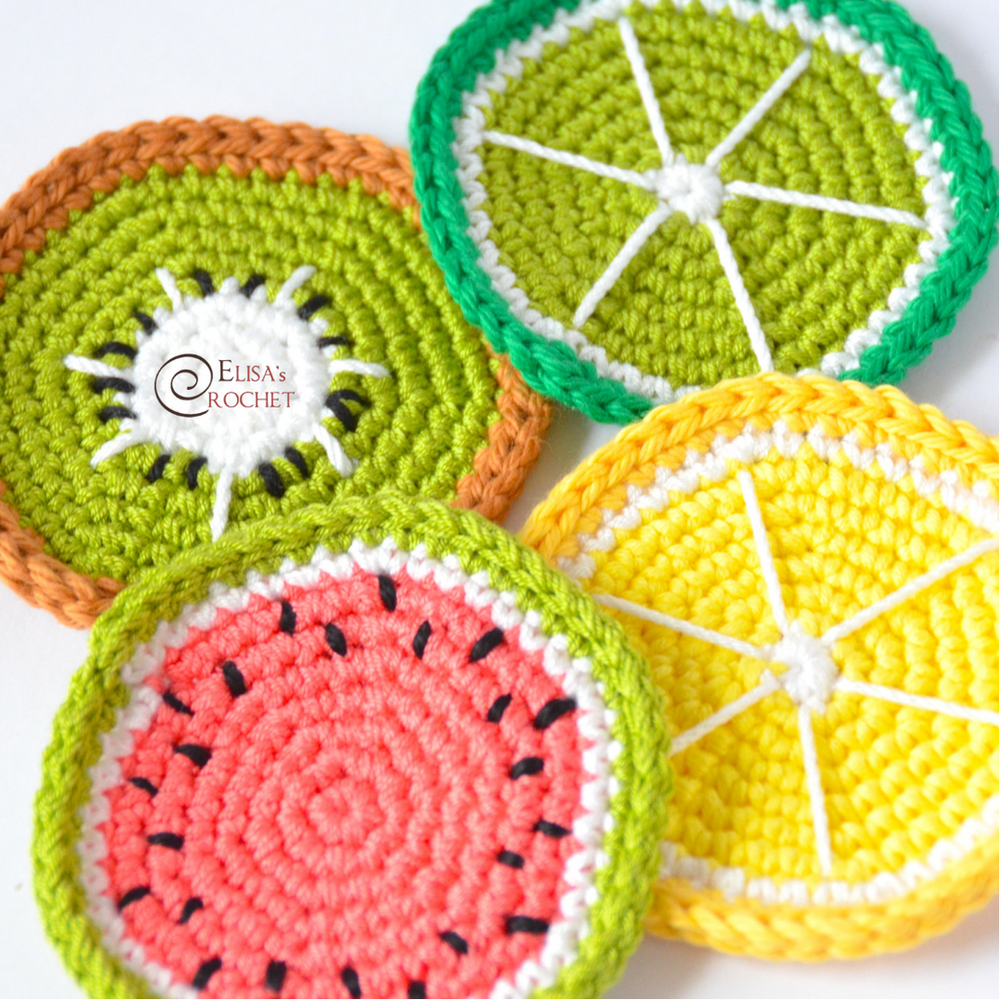 Fruit Coasters Free Crochet Pattern By Elisa's Crochet