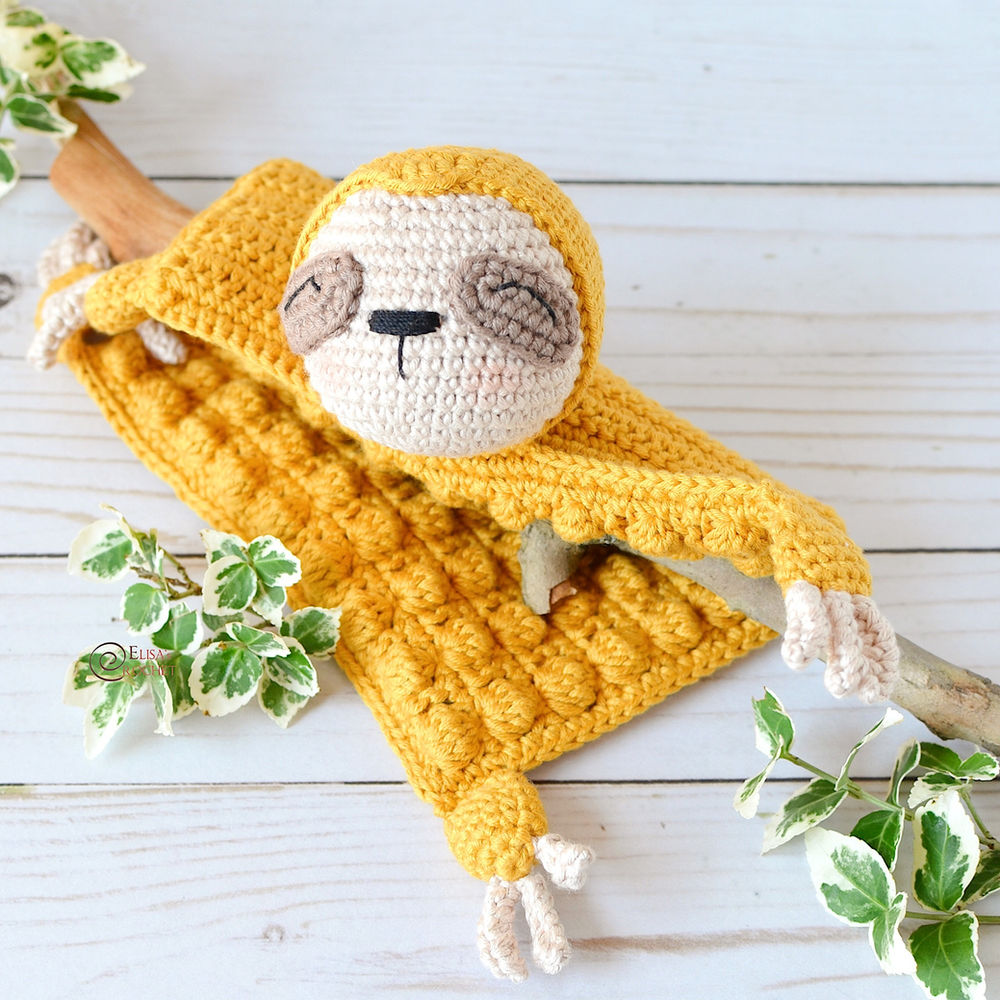 Sloth Security Blanket Free Crochet Pattern By Elisa's Crochet