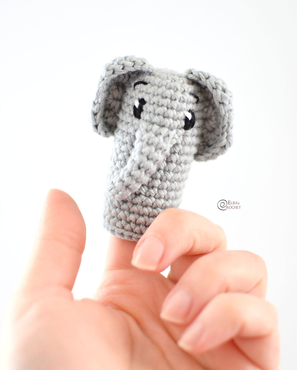 Elephant Finger Puppet Free Crochet Pattern By Elisa's Crochet