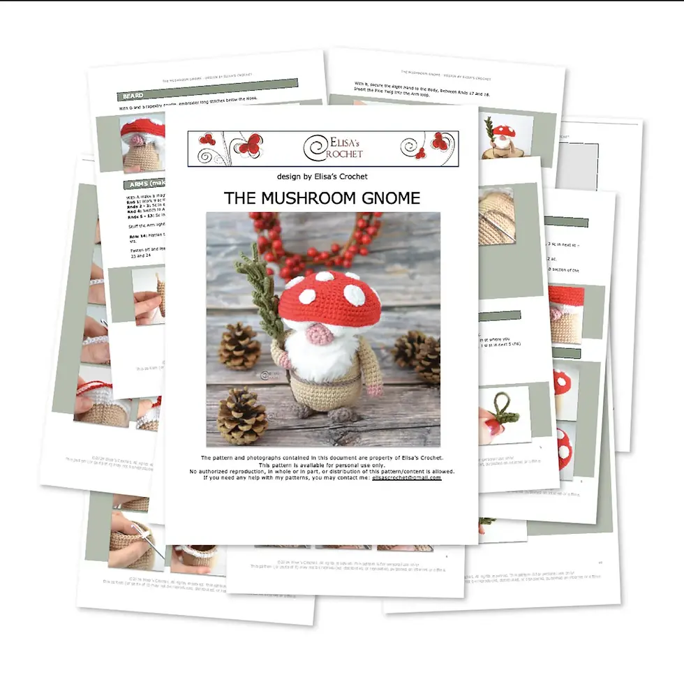 Thumbnail: Mushroom GNOME | PDF Amigurumi Crochet pattern | English only