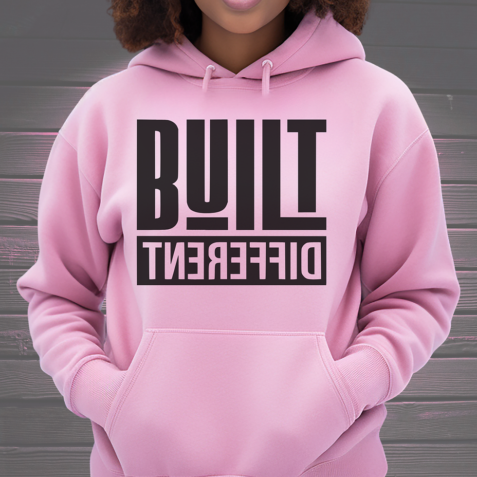 Thumbnail: Built Different with black words Hoodie or Sweatshirt