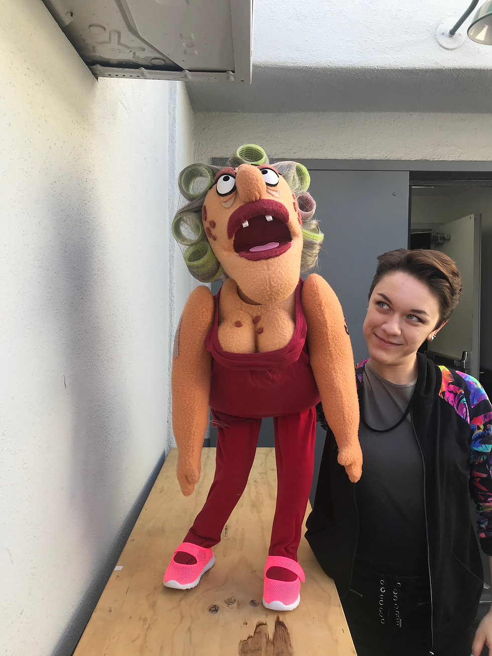 Old woman puppet I helped assemble