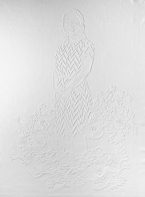 Korean School Teacher, Embossing on paper, 26″x36″, 2018.jpg